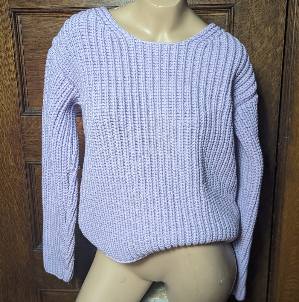 Mansur Gavriel Lilac Cotton Blend Chunky Preppy Knit Sweater Sz S
